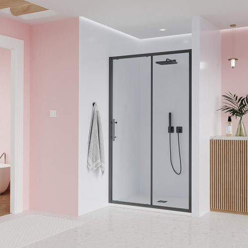 Душевая дверь Veconi Evo 100 GR 160 E1-GR-160-01-C9 профиль цвет Брашированный графит стекло прозрачное