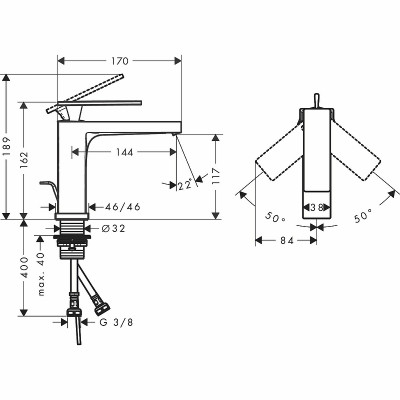 Смеситель для раковины Hansgrohe Tecturis E 73010670 Черный матовый латунь