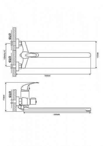 Смеситель для ванны Ekko E22109 универсальный Хром