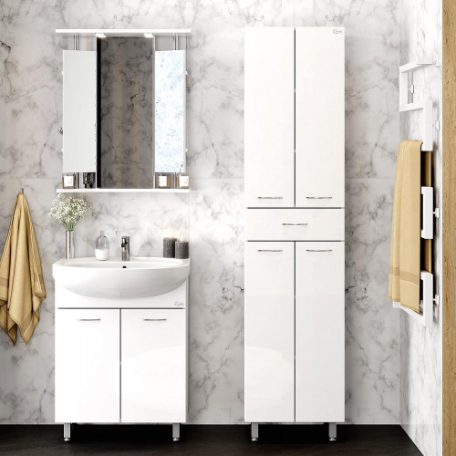 Шкаф пенал Onika Модерн 46 404602 с бельевой корзиной цвет Белый