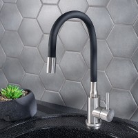 Смеситель для кухни Ростовская Мануфактура Сантехники SUS124BL-016F Нержавеющая сталь Черный однорычажный