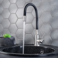 Смеситель для кухни Ростовская Мануфактура Сантехники SUS124BL-016F Нержавеющая сталь Черный однорычажный