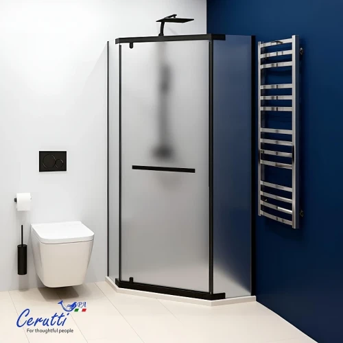 Душевой уголок Ceruttispa Чика (Chika) 100х100 ZP101BF 12017 профиль Черный матовый стекло матовое