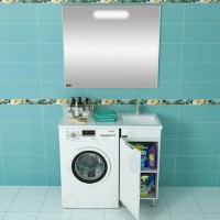 Раковина СанТа Лидер 100 R 900107N с местом под стиральную машину Белая искусственный камень (литьевой мрамор) полувстраиваемая, с местом под стиральную машину