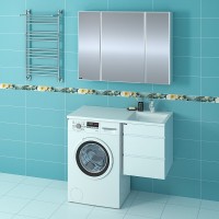 Раковина СанТа Лидер 100 R 900107N с местом под стиральную машину Белая искусственный камень (литьевой мрамор) полувстраиваемая, с местом под стиральную машину