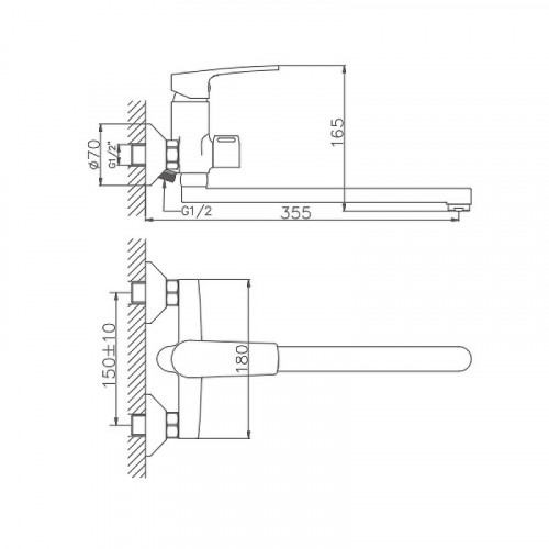 Смеситель для ванны Haiba HB22587 универсальный Хром на стену