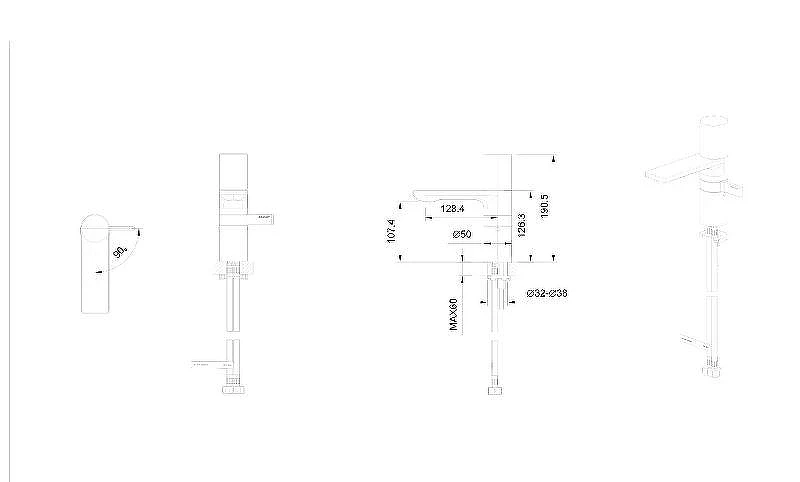 Смеситель для раковины Bravat F1440577BW-RBG-ENG Черный Золото