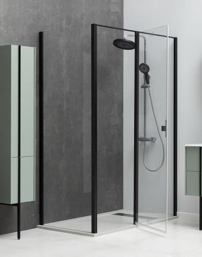 Душевой уголок Allen Brau Priority 100x90 3.31006.BBA+3.31018.BBA цвет профиля Черный браш стекло прозрачное