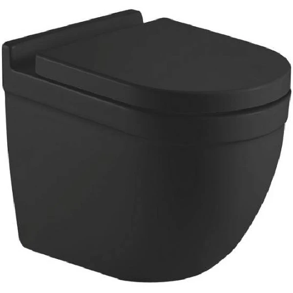 Унитаз CeramaLux 2198MB подвесной Черный матовый с сиденьем Микролифт фаянс подвесной