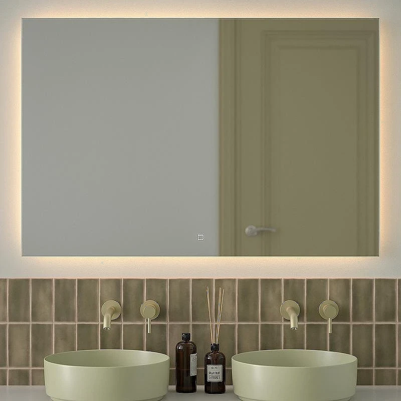 Зеркало Defesto Glow 120х80 DF 2520SH с подсветкой 38W-3000К/с фацетом/Сенсорный выключатель/Теплый белый свет