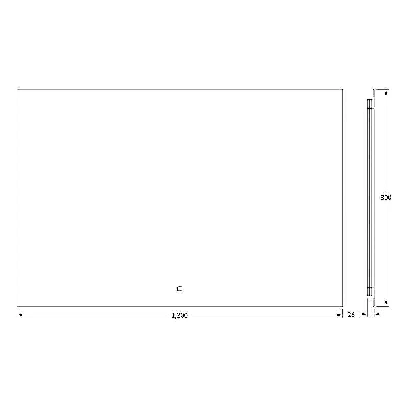 Зеркало Defesto Glow 120х80 DF 2520SH с подсветкой 38W-3000К/с фацетом/Сенсорный выключатель/Теплый белый свет
