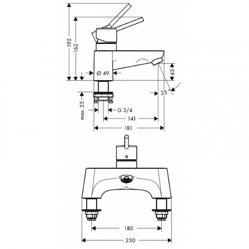 Смеситель на борт ванны Hansgrohe Talis 31427000 Хром латунь