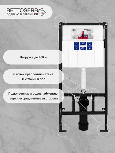 Инсталляция Bettoserb Sava Fix Slim SET40006440 для унитаза с клавишей смыва Cool цвет Золото матовый