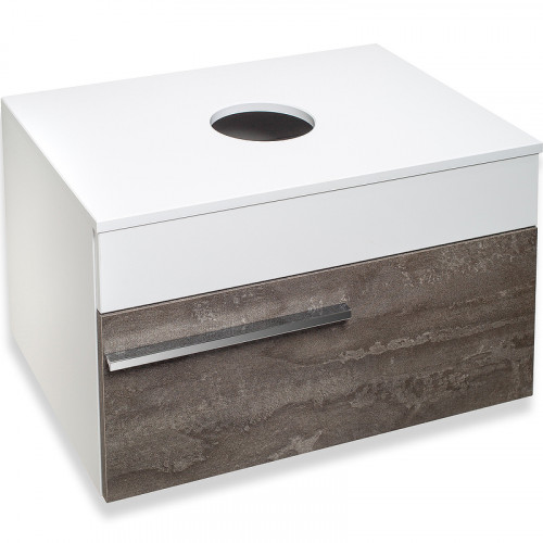 Тумба под раковину Runo Вудлайн 65 00-00001341 подвесная Белая Железный камень МДФ / ЛДСП