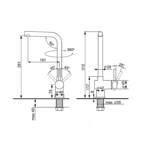 Смеситель для кухни Ulgran Quartz UQ-022-01 Жасмин нержавеющая сталь