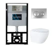Унитаз с инсталляцией Azario AZ-8010-1000+AZ-8200-0011+AZ-0046N цвет Белый с сиденьем Микролифт и клавишей смыва цвет Хром глянцевый