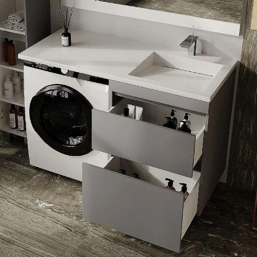 Тумба под раковину Style Line Даллас Леон 120 Люкс Plus СС-00002451 подвесная Серая