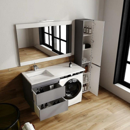 Тумба под раковину Style Line Даллас Леон 120 Люкс Plus СС-00002451 подвесная Серая