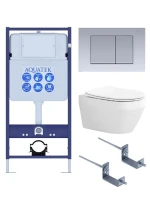 Унитаз с инсталляцией Aquatek Set Aquatek Лея cm-011 4в1 цвет Белый с сиденьем Микролифт и клавишей смыва цвет Хром матовый