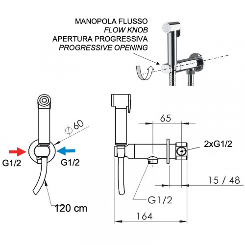 Гигиенический душ со смесителем Remer Minimal N64WNO Черный матовый латунь встраиваемый