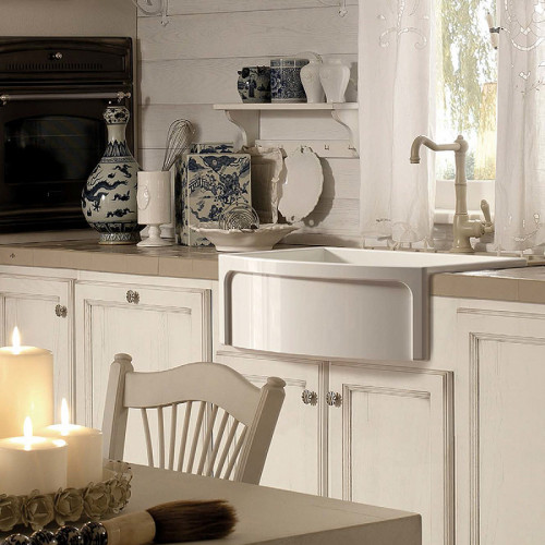 Кухонная мойка Kerasan Hannah Devon 76 544101 Белая керамика встраиваемый