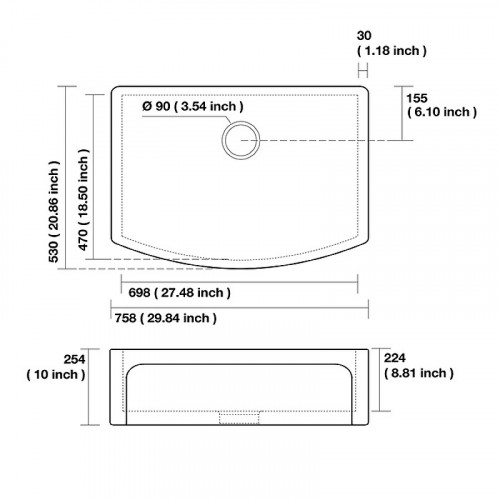 Кухонная мойка Kerasan Hannah Devon 76 544101 Белая керамика встраиваемый
