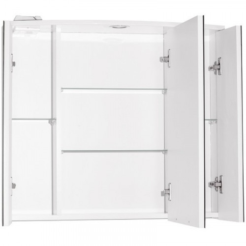 Зеркальный шкаф Style Line Жасмин 2 80 С Люкс ЛС-000010036 с подсветкой Белый глянец МДФ / ЛДСП, стекло