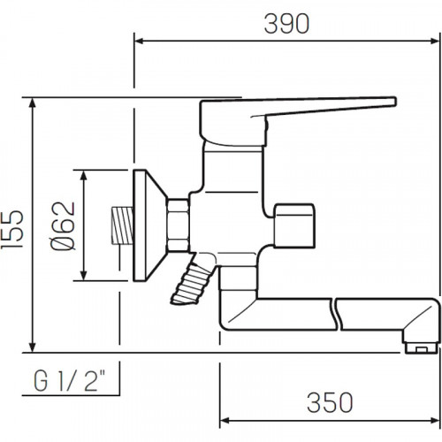 Смеситель для ванны Ростовская Мануфактура Сантехники SL52-006E-3 универсальный Хром
