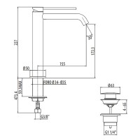 Смеситель для раковины Gattoni Circle Two 9146/91NO Черный матовый латунь