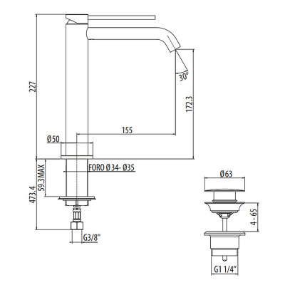 Смеситель для раковины Gattoni Circle Two 9146/91NO Черный матовый латунь