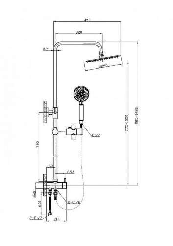 Душевая система BelBagno Ancona ANCONA-DOC2FD-CRM Хром латунь на стену