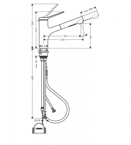Смеситель для кухни Hansgrohe Zesis 74803670 цвет Черный матовый