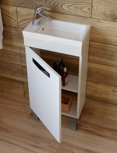 Тумба под раковину Vigo Plaza 40 tn.PLA.MIR.40.1D Белая МДФ / ЛДСП