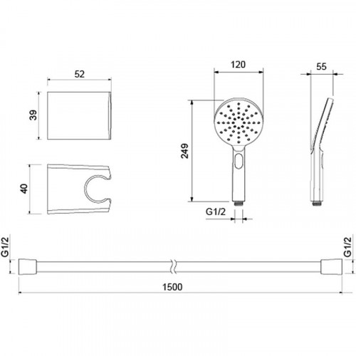 Душевой гарнитур Aquatek Оберон Select 120 3 jet AQ2033CR Хром