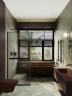 Душевая перегородка Maybah Glass MGD-710-6у 1090x1950 в узком профиле Черный стекло бронзовое матовое