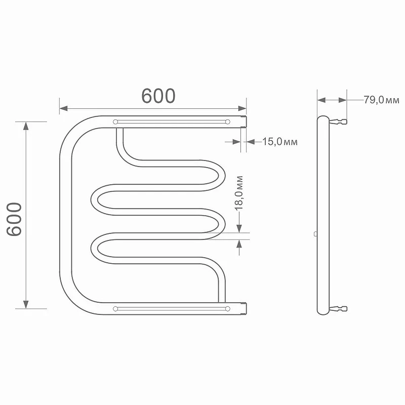 Водяной полотенцесушитель Mixline Simple PM2 60х60 556330 с полкой цвет Хром