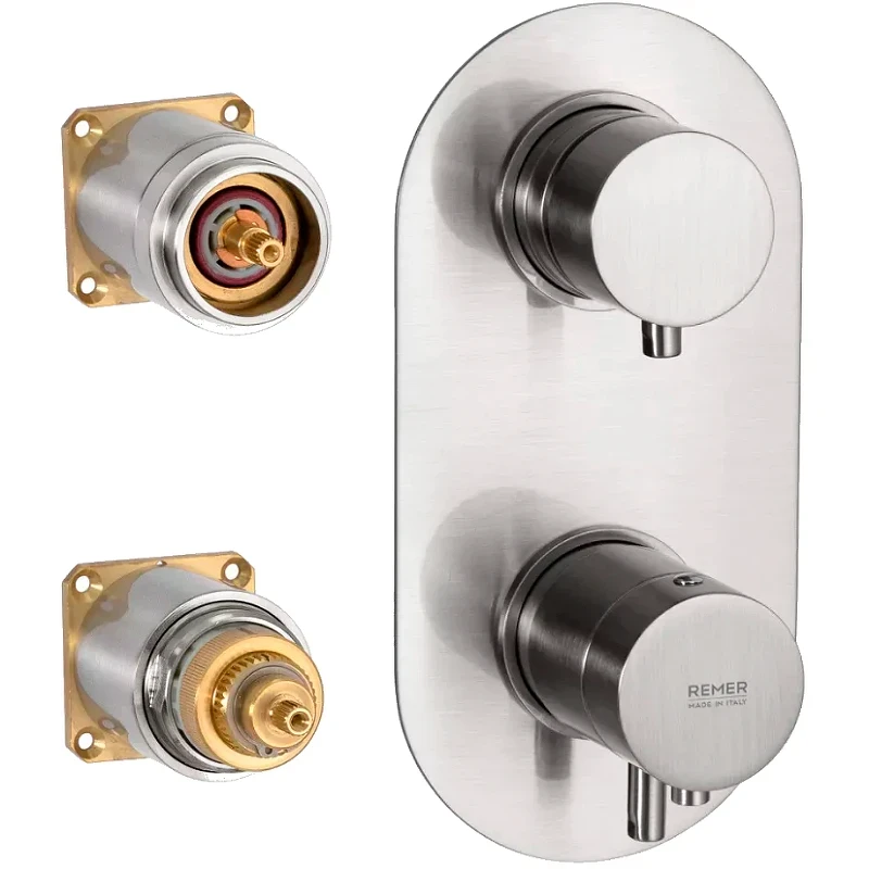 Смеситель для душа Remer Minimal Thermo NT93KBNP с термостатом Никель брашированный латунь встраиваемый