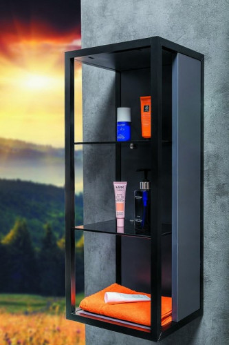 Шкаф пенал Boheme Armadi Art Loft 30 895-A подвесной Антрацит Черный МДФ / ЛДСП