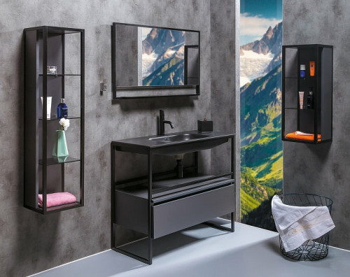 Шкаф пенал Boheme Armadi Art Loft 30 895-A подвесной Антрацит Черный МДФ / ЛДСП