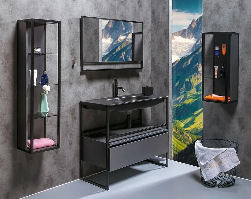 Шкаф пенал Boheme Armadi Art Loft 30 895-A подвесной Антрацит Черный МДФ / ЛДСП