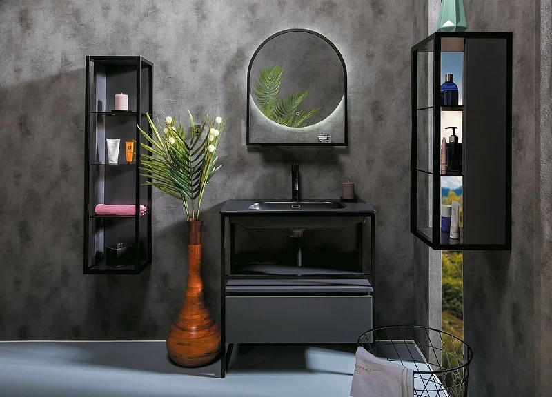 Шкаф пенал Boheme Armadi Art Loft 30 895-A подвесной Антрацит Черный МДФ / ЛДСП