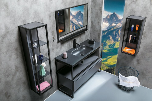 Шкаф пенал Boheme Armadi Art Loft 30 895-A подвесной Антрацит Черный МДФ / ЛДСП