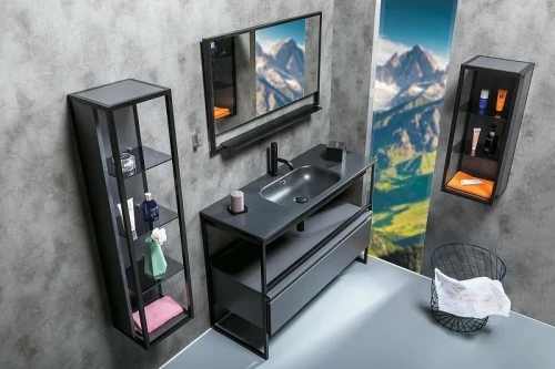 Шкаф пенал Boheme Armadi Art Loft 30 895-A подвесной Антрацит Черный МДФ / ЛДСП