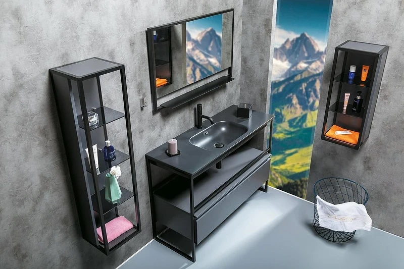 Шкаф пенал Boheme Armadi Art Loft 30 895-A подвесной Антрацит Черный МДФ / ЛДСП