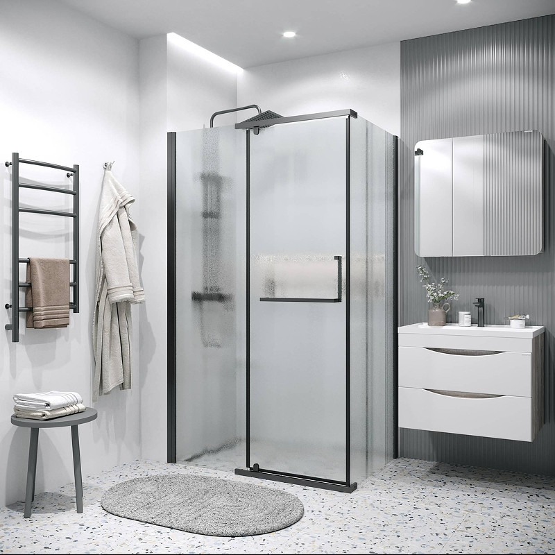 Душевая стенка Grossman Pragma 100 200.K33.03.100.21.02 профиль Черный матовый стекло шиншилла
