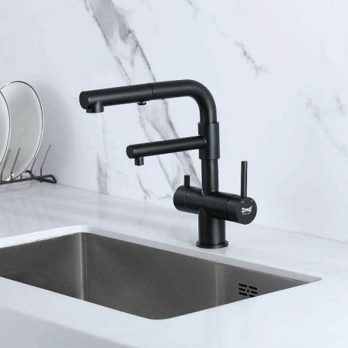 Смеситель для кухни ZorG Inox SZR-3216 GRAFIT Графит нержавеющая сталь