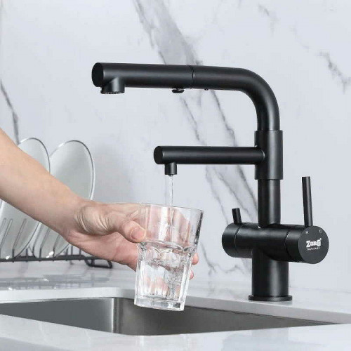 Смеситель для кухни ZorG Inox SZR-3216 GRAFIT Графит нержавеющая сталь