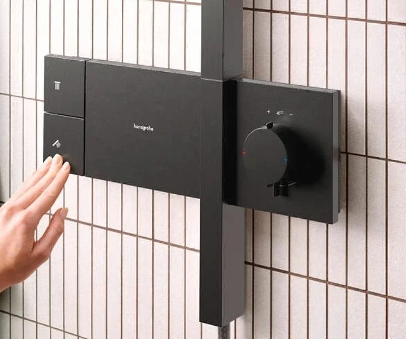 Душевая система Hansgrohe Alive S 24582340 с термостатом цвет Шлифованный черный хром