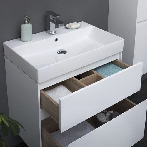 Тумба под раковину Aquanet Бруклин 60 203958 подвесная Белая 203958 МДФ / ЛДСП