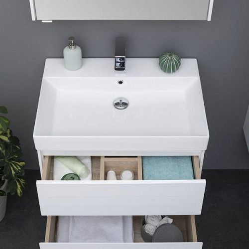 Тумба под раковину Aquanet Бруклин 60 203958 подвесная Белая 203958 МДФ / ЛДСП